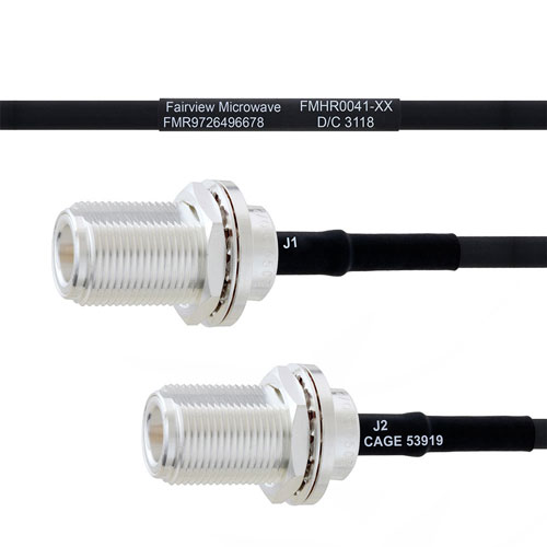 N Female Bulkhead to N Female Bulkhead MIL-DTL-17 Cable M17/84-RG223 Coax FMHR0041