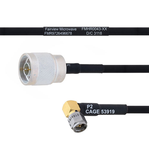 N Male to RA SMA Male MIL-DTL-17 Cable M17/84-RG223 Coax in 60 Inch FMHR0043-60