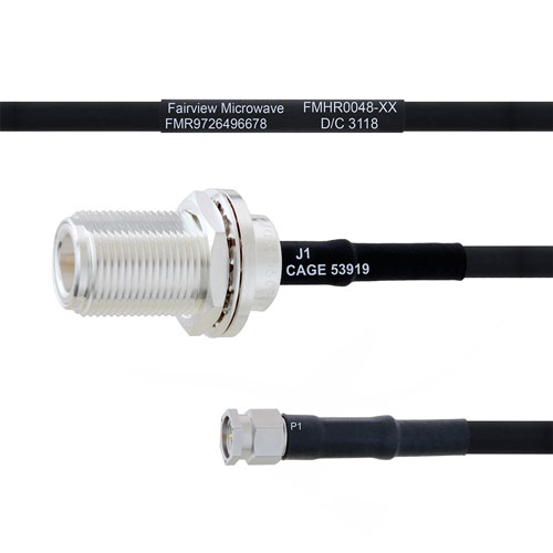 N Female Bulkhead to SMA Male MIL-DTL-17 Cable M17/84-RG223 Coax FMHR0048