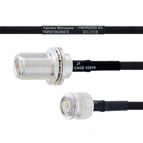 N Female Bulkhead to TNC Male MIL-DTL-17 Cable M17/84-RG223 Coax in 100 cm FMHR0050-100CM