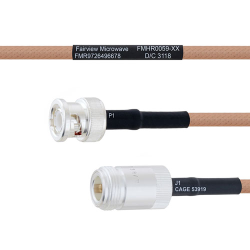 BNC Male to N Female MIL-DTL-17 Cable M17/128-RG400 Coax FMHR0059
