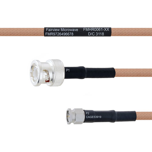 BNC Male to SMA Male MIL-DTL-17 Cable M17/128-RG400 Coax in 48 Inch FMHR0061-48