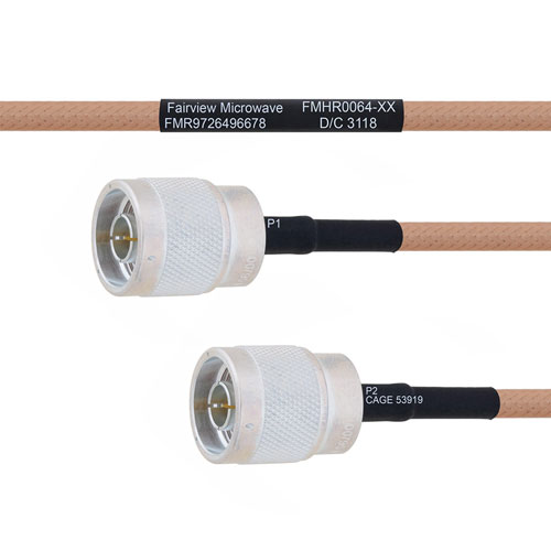 N Male to N Male MIL-DTL-17 Cable M17/128-RG400 Coax in 72 Inch FMHR0064-72