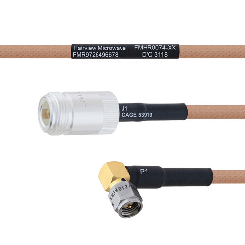 N Female to RA SMA Male MIL-DTL-17 Cable M17/128-RG400 Coax FMHR0074
