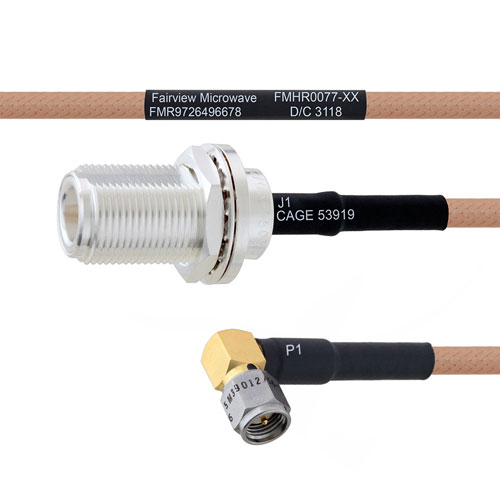 N Female Bulkhead to RA SMA Male MIL-DTL-17 Cable M17/128-RG400 Coax FMHR0077