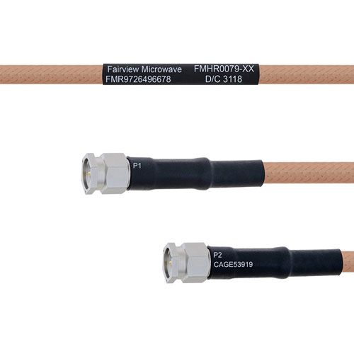 SMA Male to SMA Male MIL-DTL-17 Cable M17/128-RG400 Coax in 18 Inch FMHR0079-18