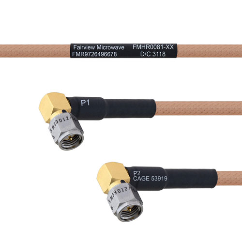 RA SMA Male to RA SMA Male MIL-DTL-17 Cable M17/128-RG400 Coax in 24 Inch FMHR0081-24