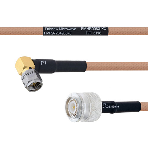 RA SMA Male to TNC Male MIL-DTL-17 Cable M17/128-RG400 Coax FMHR0083