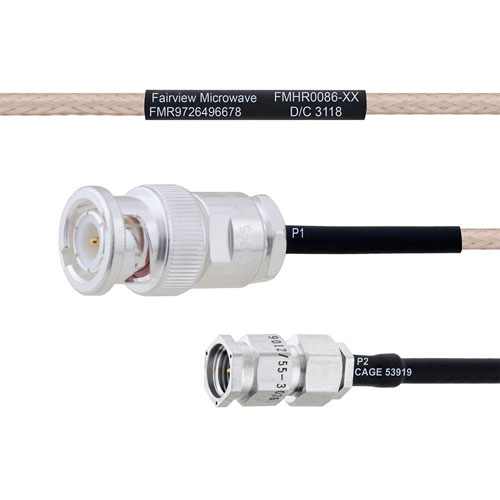 BNC Male to SMA Male MIL-DTL-17 Cable M17/113-RG316 Coax in 24 Inch FMHR0086-24