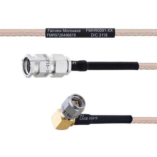SMA Male to RA SMA Male MIL-DTL-17 Cable M17/113-RG316 Coax FMHR0091
