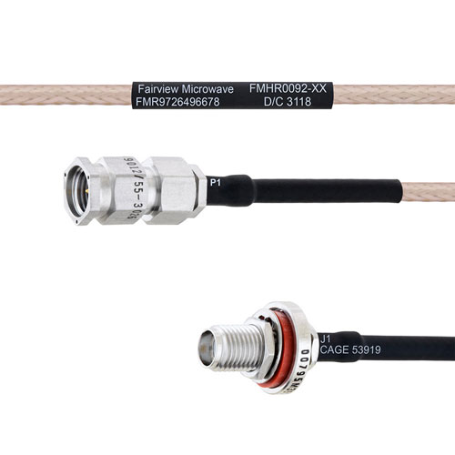 SMA Male to SMA Female Bulkhead MIL-DTL-17 Cable M17/113-RG316 Coax in 100 cm FMHR0092-100CM