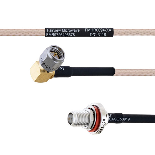 RA SMA Male to SMA Female Bulkhead MIL-DTL-17 Cable M17/113-RG316 Coax FMHR0094