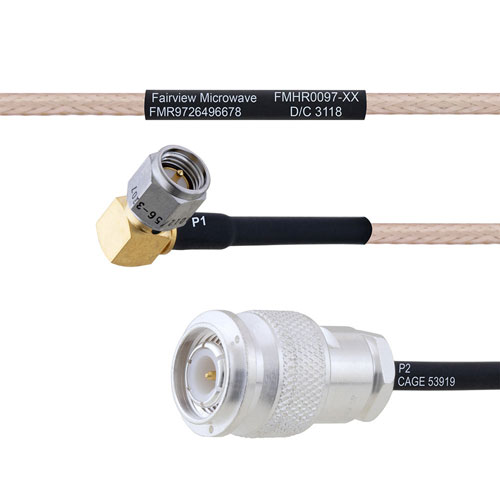 RA SMA Male to TNC Male MIL-DTL-17 Cable M17/113-RG316 Coax in 6 Inch FMHR0097-6