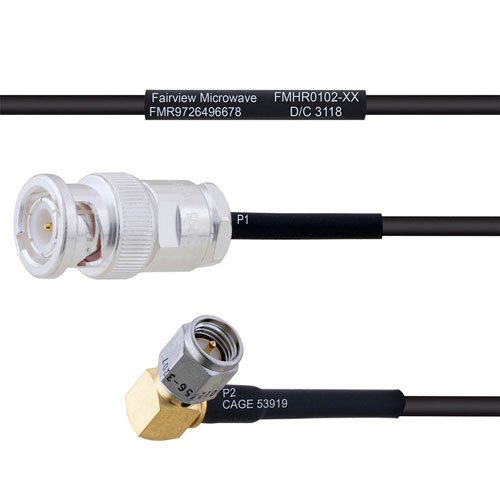 BNC Male to RA SMA Male MIL-DTL-17 Cable M17/119-RG174 Coax FMHR0102