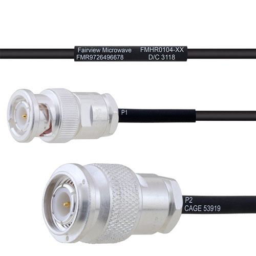 BNC Male to TNC Male MIL-DTL-17 Cable M17/119-RG174 Coax in 8 Inch FMHR0104-8