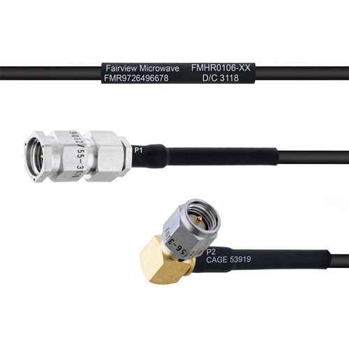 SMA Male to RA SMA Male MIL-DTL-17 Cable M17/119-RG174 Coax FMHR0106