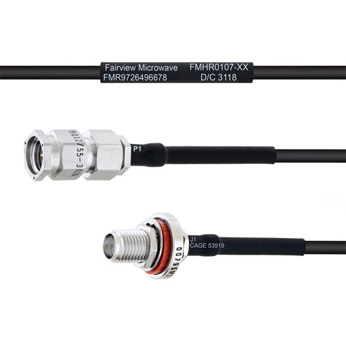 SMA Male to SMA Female Bulkhead MIL-DTL-17 Cable M17/119-RG174 Coax in 24 Inch FMHR0107-24