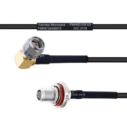 RA SMA Male to SMA Female Bulkhead MIL-DTL-17 Cable M17/119-RG174 Coax FMHR0109
