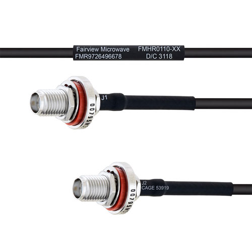 SMA Female Bulkhead to SMA Female Bulkhead MIL-DTL-17 Cable M17/119-RG174 Coax in 100 cm FMHR0110-100CM