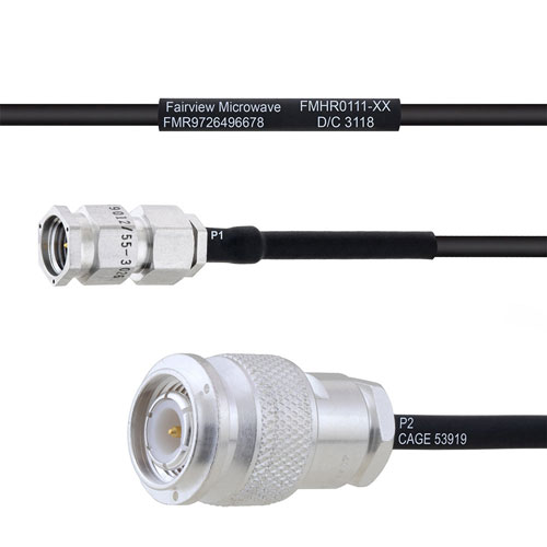 SMA Male to TNC Male MIL-DTL-17 Cable M17/119-RG174 Coax in 12 Inch FMHR0111-12