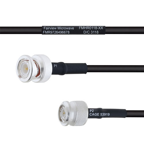 BNC Male to TNC Male MIL-DTL-17 Cable M17/183-00001 Coax in 12 Inch FMHR0118-12