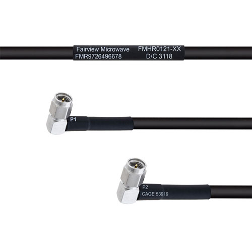 RA SMA Male to RA SMA Male MIL-DTL-17 Cable M17/28-RG58 Coax in 30 Inch FMHR0121-30