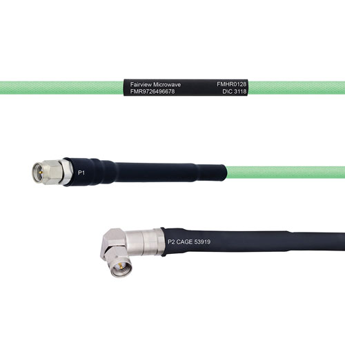 Temperature Conditioned Low Loss SMA Male to RA SMA Male Cable LL142 Coax in 300 cm FMHR0128-300CM