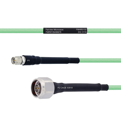Temperature Conditioned Low Loss SMA Male to N Male Cable LL142 Coax in 12 Inch FMHR0132-12
