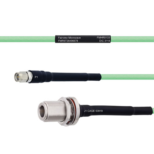 Temperature Conditioned Low Loss SMA Male to N Female Bulkhead Cable LL142 Coax in 118.11 Inch FMHR0133-300CM