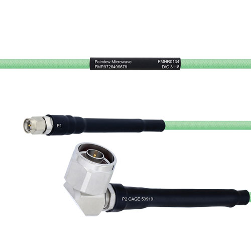 Temperature Conditioned Low Loss SMA Male to RA N Male Cable LL142 Coax in 60 Inch FMHR0134-60