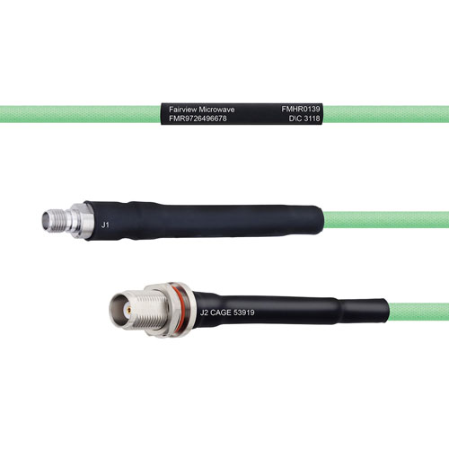 Temperature Conditioned Low Loss SMA Female to TNC Female Bulkhead Cable LL142 Coax in 48 Inch FMHR0139-48