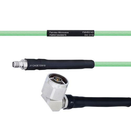 Temperature Conditioned Low Loss SMA Female to RA N Male Cable LL142 Coax in 48 Inch FMHR0143-48