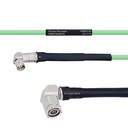 Temperature Conditioned Low Loss RA SMA Male to RA TNC Male Cable LL142 Coax in 12 Inch FMHR0155-12