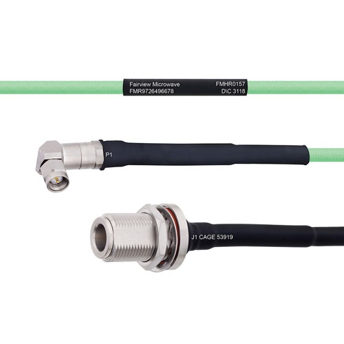 Temperature Conditioned Low Loss RA SMA Male to N Female Bulkhead Cable LL142 Coax in 60 Inch FMHR0157-60
