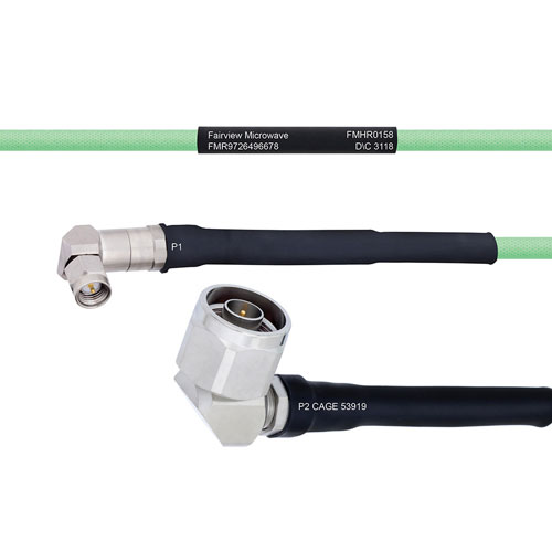 Temperature Conditioned Low Loss RA SMA Male to RA N Male Cable LL142 Coax in 300 cm FMHR0158-300CM