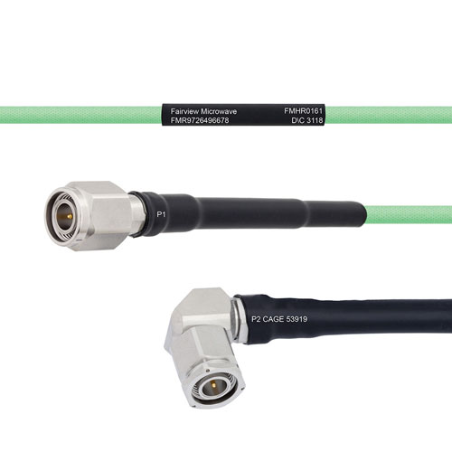 Temperature Conditioned Low Loss TNC Male to RA TNC Male Cable LL142 Coax in 100 cm FMHR0161-100CM