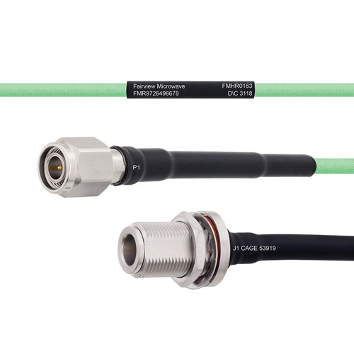 Temperature Conditioned Low Loss TNC Male to N Female Bulkhead Cable LL142 Coax in 100 cm FMHR0163-100CM