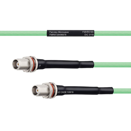 Temperature Conditioned Low Loss TNC Female Bulkhead to TNC Female Bulkhead Cable LL142 Coax in 300 cm FMHR0165-300CM
