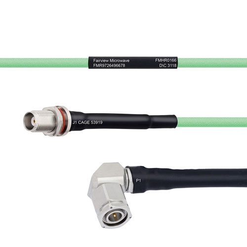 Temperature Conditioned Low Loss TNC Female Bulkhead to RA TNC Male Cable LL142 Coax in 12 Inch FMHR0166-12