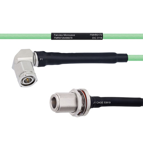 Temperature Conditioned Low Loss RA TNC Male to N Female Bulkhead Cable LL142 Coax in 200 cm FMHR0172-200CM
