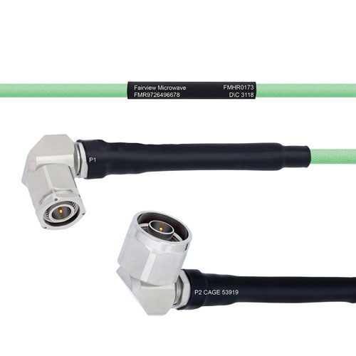 Temperature Conditioned Low Loss RA TNC Male to RA N Male Cable LL142 Coax in 18 Inch FMHR0173-18