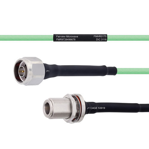 Temperature Conditioned Low Loss N Male to N Female Bulkhead Cable LL142 Coax FMHR0175