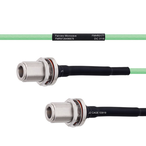 Temperature Conditioned Low Loss N Female Bulkhead to N Female Bulkhead Cable LL142 Coax in 72 Inch FMHR0177-72