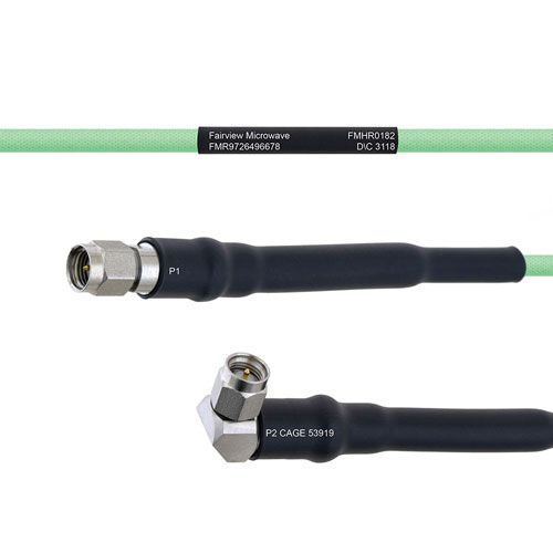 Temperature Conditioned Low Loss SMA Male to RA SMA Male Cable LL160 Coax in 100 cm FMHR0182-100CM