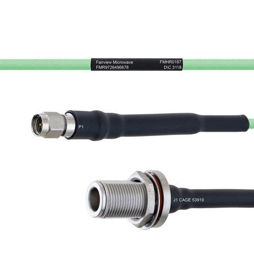 Temperature Conditioned Low Loss SMA Male to N Female Bulkhead Cable LL160 Coax FMHR0187