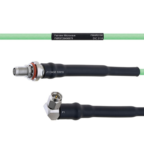 Temperature Conditioned Low Loss SMA Female Bulkhead to RA SMA Male Cable LL160 Coax FMHR0190