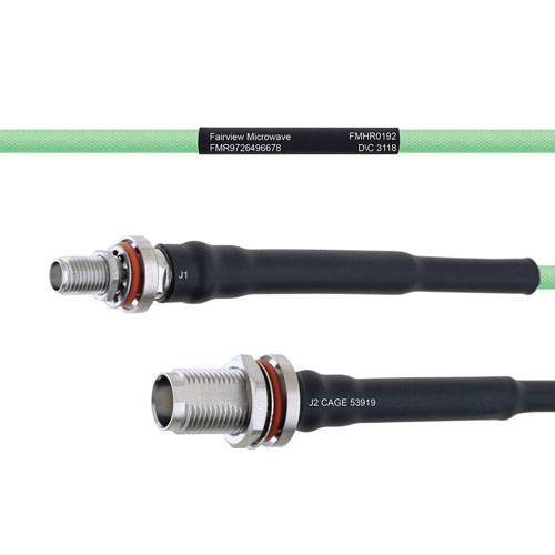 Temperature Conditioned Low Loss SMA Female Bulkhead to TNC Female Bulkhead Cable LL160 Coax in 36 Inch FMHR0192-36
