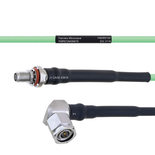 Temperature Conditioned Low Loss SMA Female Bulkhead to RA TNC Male Cable LL160 Coax in 12 Inch FMHR0193-12