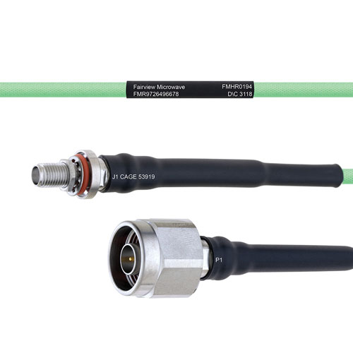 Temperature Conditioned Low Loss SMA Female Bulkhead to N Male Cable LL160 Coax in 8 Inch FMHR0194-8
