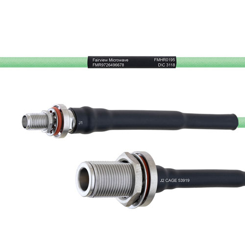 Temperature Conditioned Low Loss SMA Female Bulkhead to N Female Bulkhead Cable LL160 Coax in 30 Inch FMHR0195-30